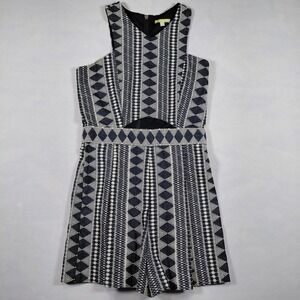 Gianni Bini XS Blue Geometric Embroidered‎ Sleeveless Cutout Romper Jumpsuit
